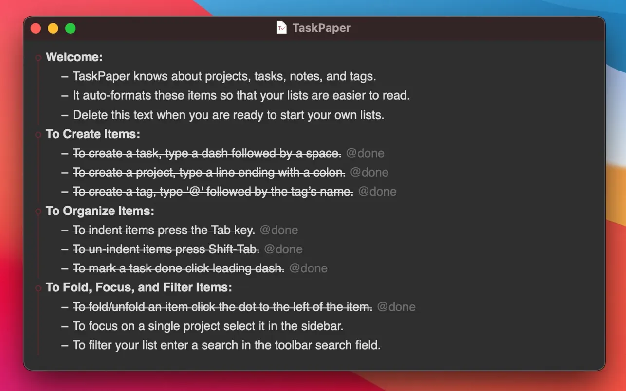 TaskPaper｜纯文本待办事项｜v3.9.2