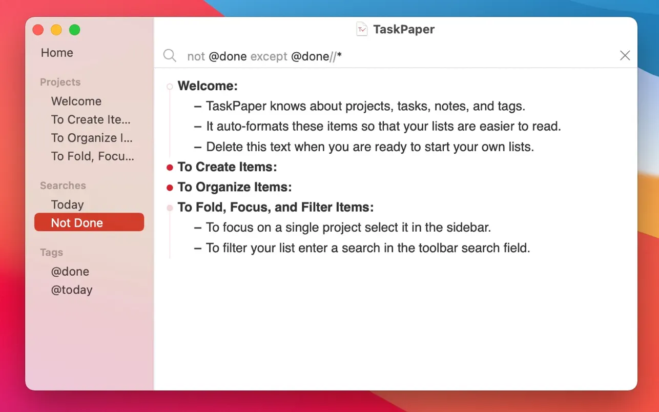 TaskPaper｜纯文本待办事项｜v3.9.2