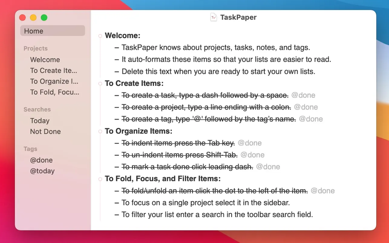 TaskPaper｜纯文本待办事项｜v3.9.2